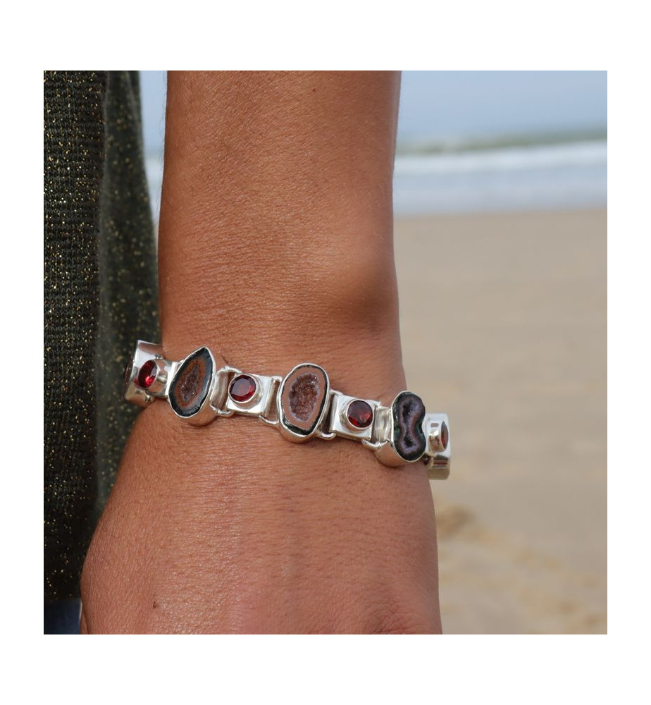 bracelet argent et pierres naturelles pour femme