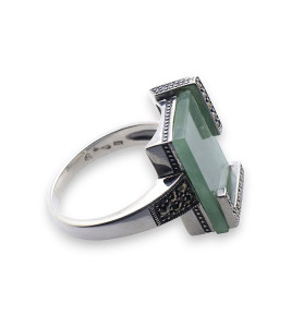 bague argent jade verte