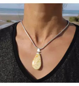 pendentif ambre jaune