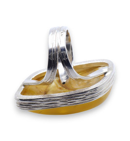 bague ambre jaune argent