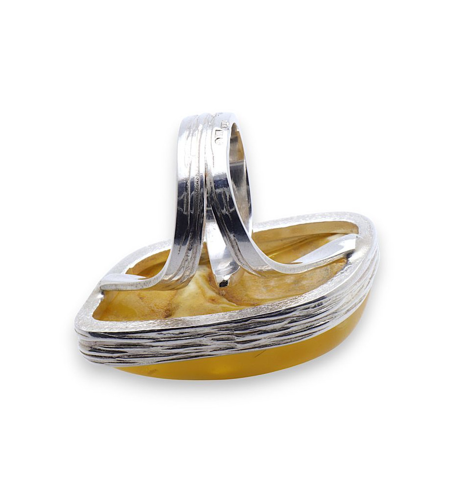 bague ambre jaune argent