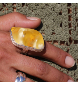 bague ambre véritable
