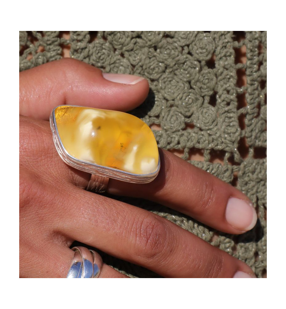 bague ambre véritable