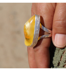 bague ambre et argent