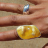 grande bague argent et ambre jaune