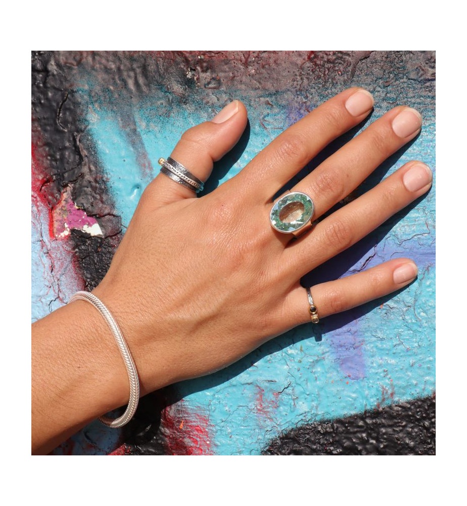 bague obsidienne argent