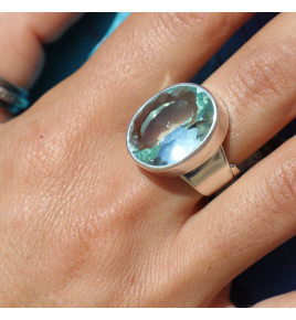 bague argent pierre bleu