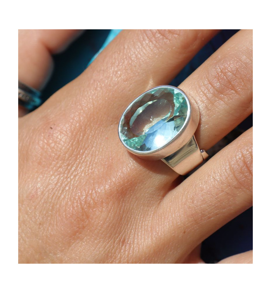 bague argent pierre bleu
