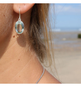 boucles d'oreilles pierre bleue