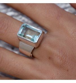 bague argent pierre bleu