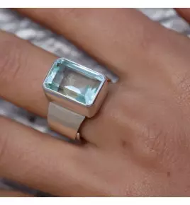 bague argent pierre bleu
