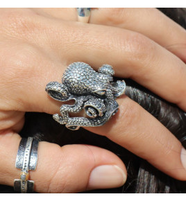 bague argent poulpe