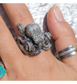 bague argent pieuvre