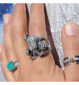 bague pieuvre argent