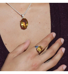pendentif argent citrine