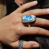 bague argent pierre bleue