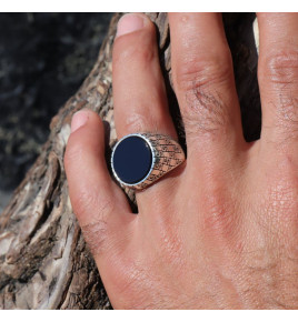 bague argent onyx homme