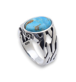 bague turquoise homme