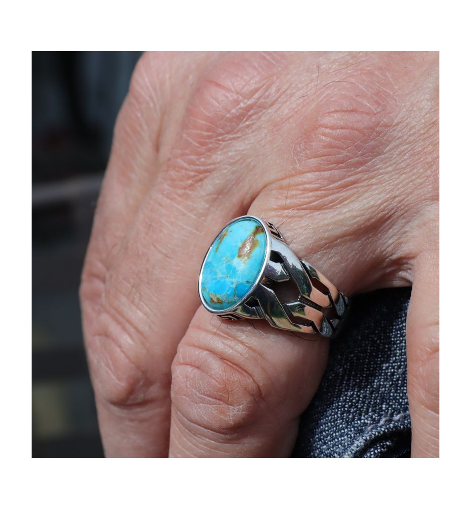 bague homme argent pierre turquoise