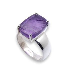 améthyste brute bague argent