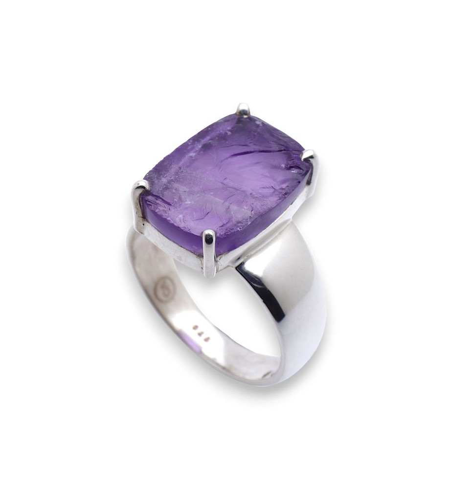 améthyste brute bague argent