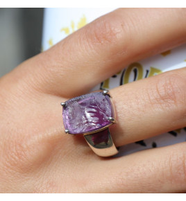 améthyste brute bague