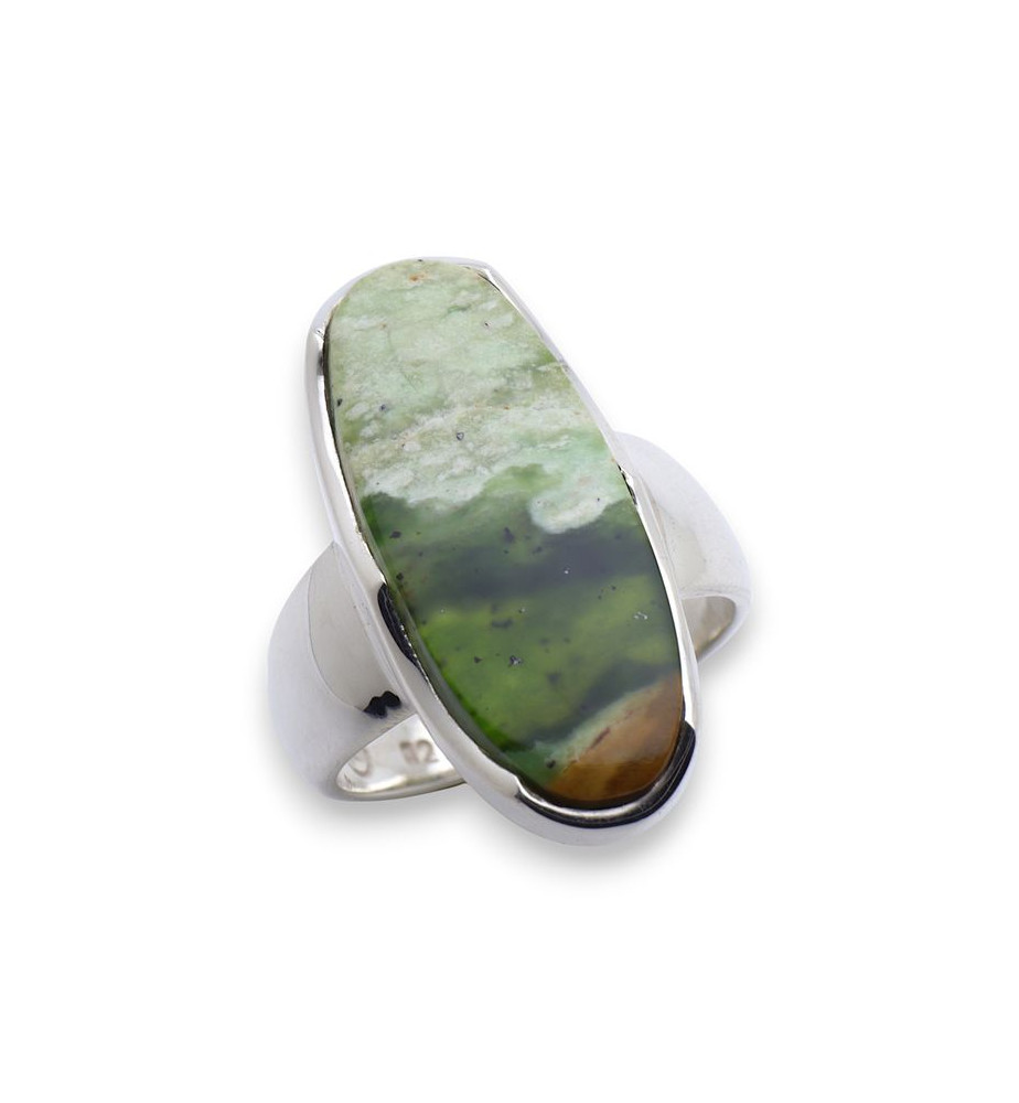 bague argent pierre verte
