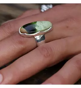 bague argent pierre verte