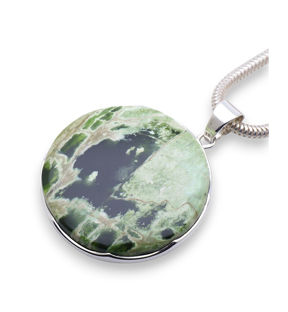 pendentif argent pierre verte