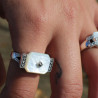 bague argent nacre art déco