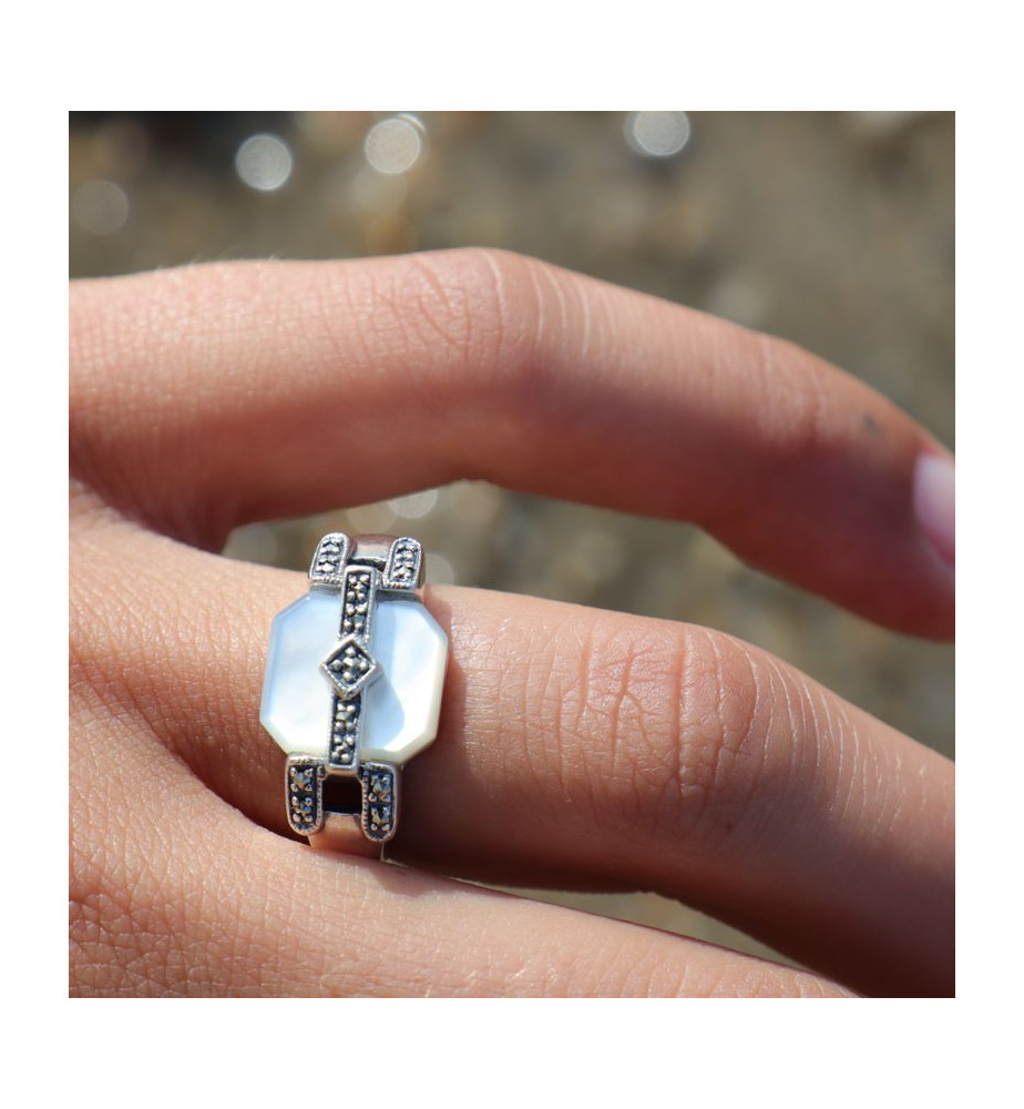 bague argent nacre de créateur
