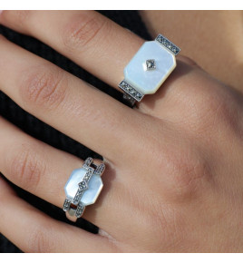 bague argent nacre femme