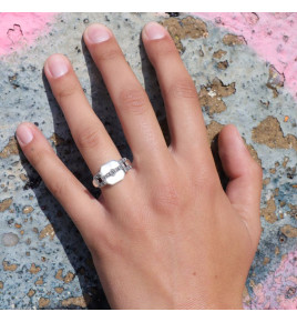 bague argent nacre art déco