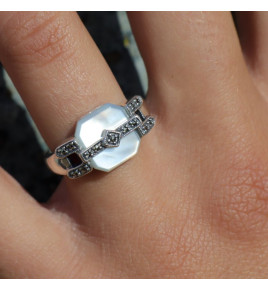 bague argent nacre originale