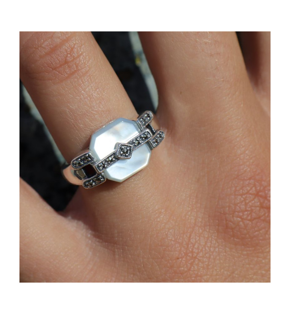 bague argent nacre originale