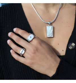 bague argent nacre haut de gamme