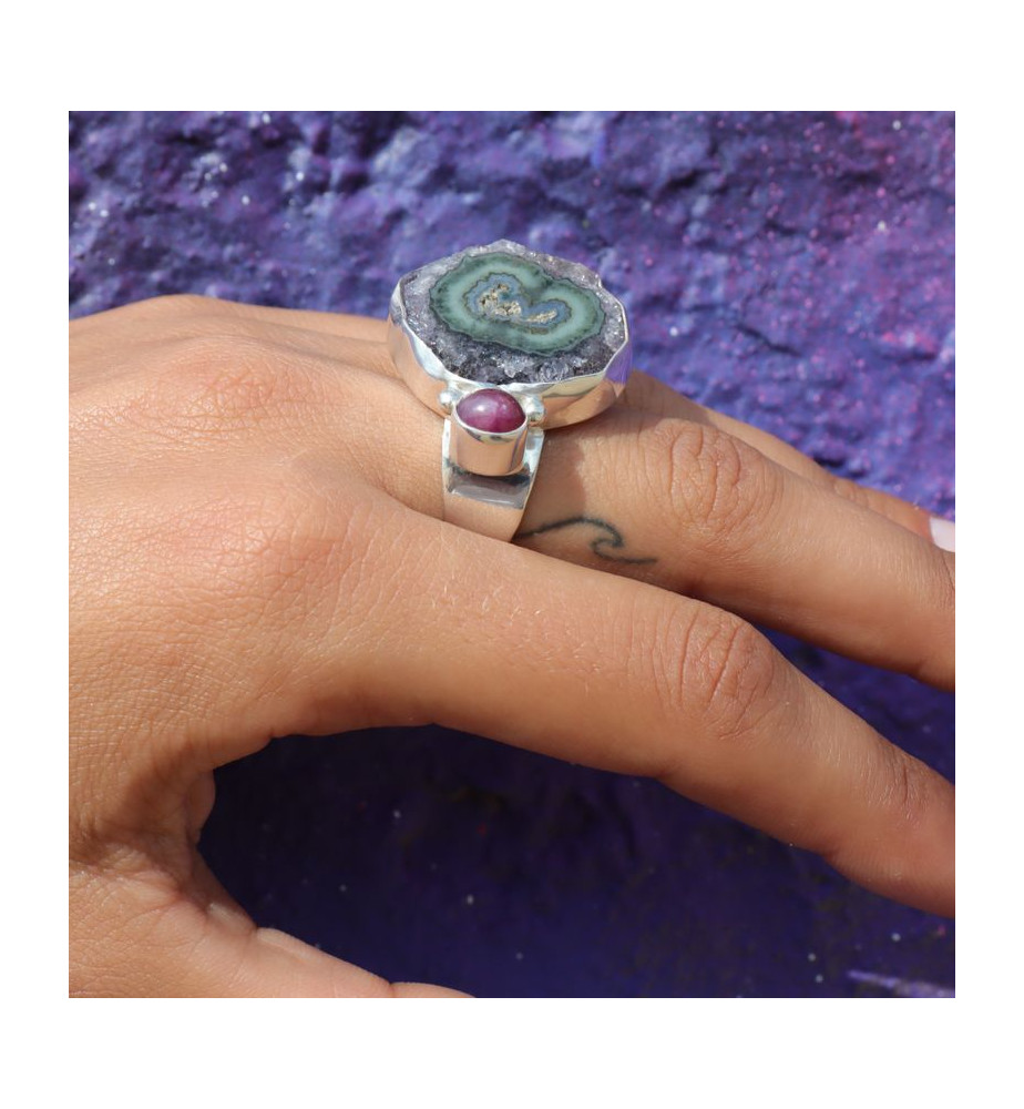 bague argent améthyste stalactite