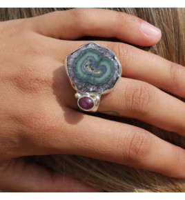 bague argent originale 2 pierres