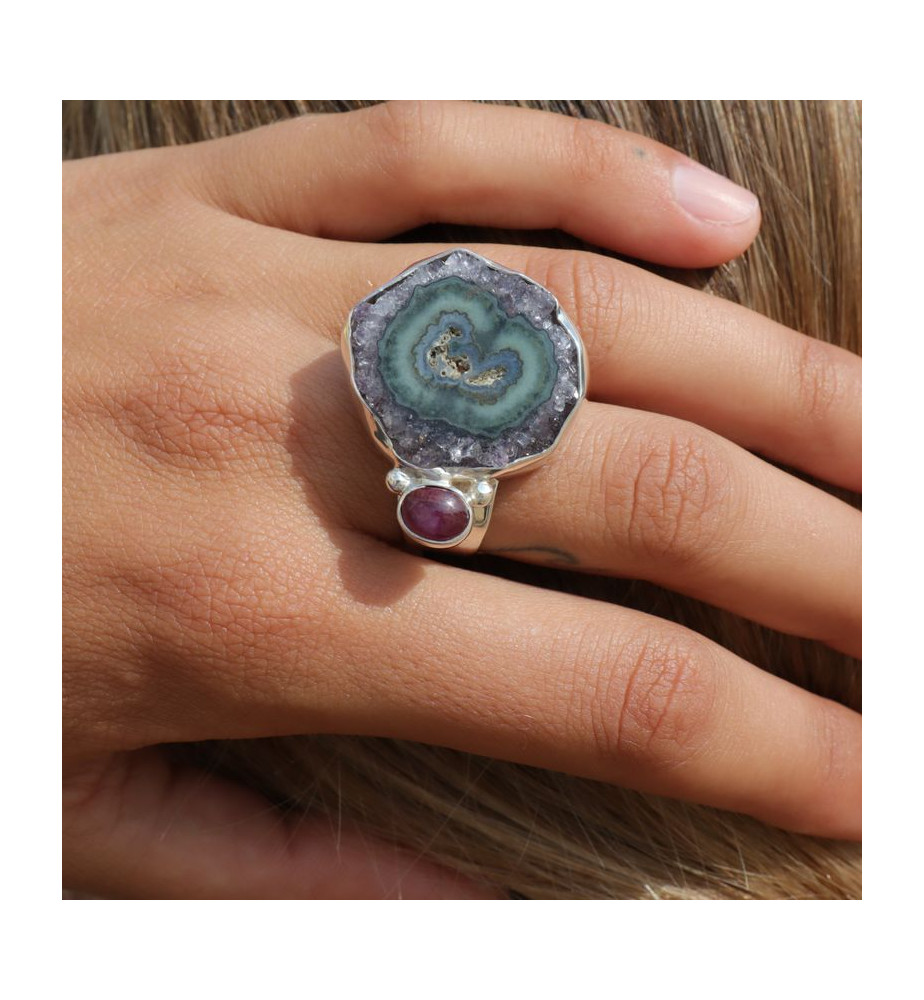 bague argent originale 2 pierres