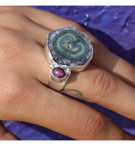 bague argent avec 2 pierres