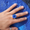 bague azurite bleue