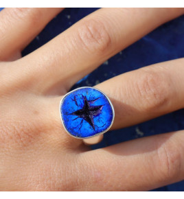 azurite bleue bague