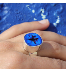 azurite bleue bague femme