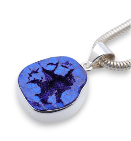 pendentif azurite bleue et argent