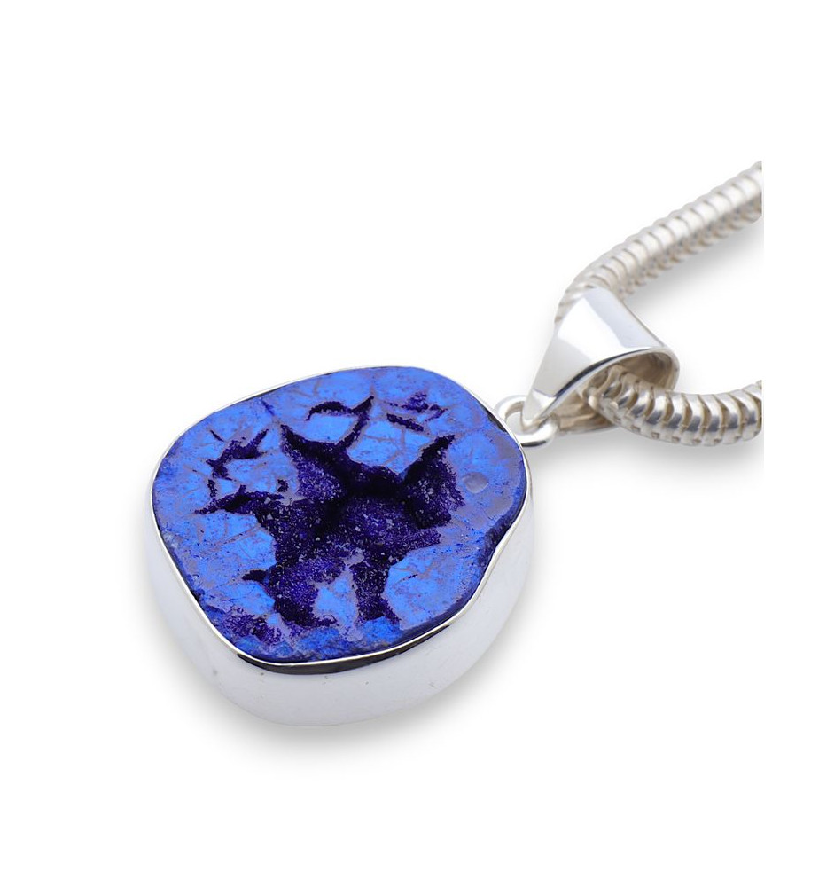 pendentif azurite bleue et argent