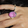 bague argent avec pierre rose