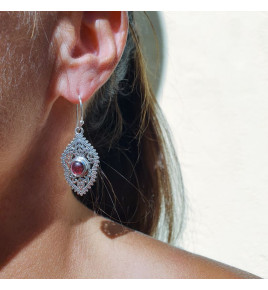 boucles d'oreilles grenat argent