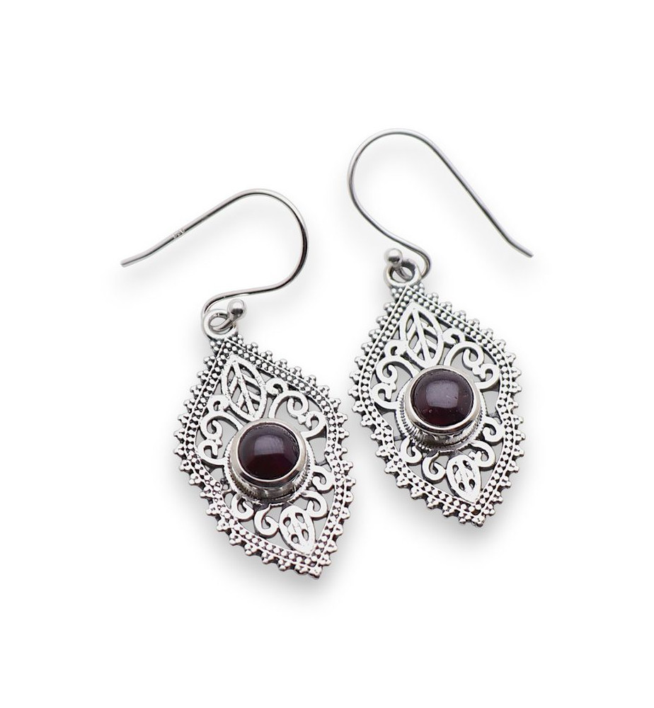 grenat boucles d'oreilles