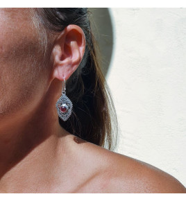 boucles d'oreilles argent grenat