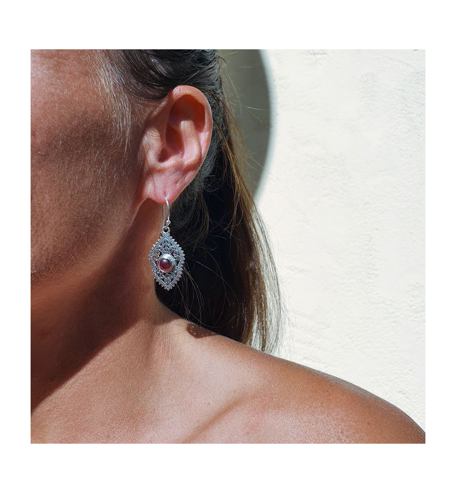 boucles d'oreilles argent grenat